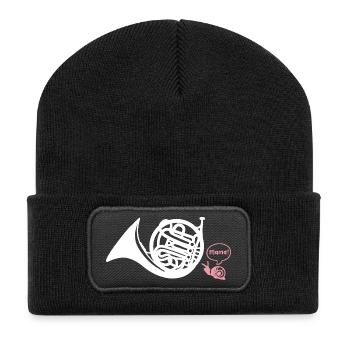 Waldhorn Hornist - Recycelte Patch Beanie - Schwarz - Vorne