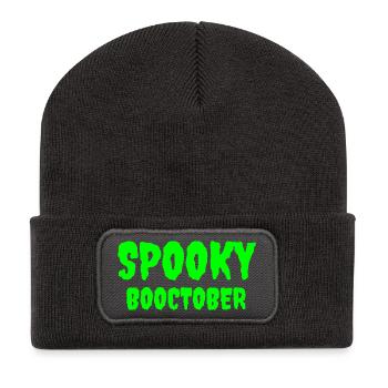 Spooky Booctober Jack-O'-Lantern Design - Beanie recyclé à patch - charbon - Devant