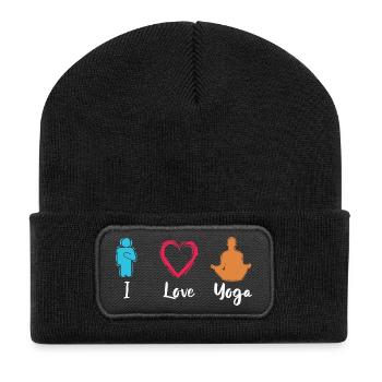 I love yoga - Recycled Patch Beanie - black - Front
