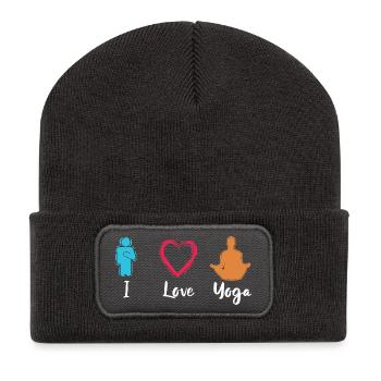 J’adore le yoga - Beanie recyclé à patch - charbon - Devant