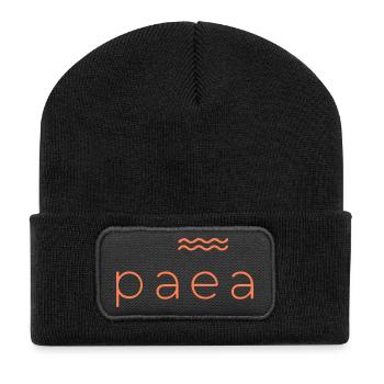 Lebendiges abstraktes Paparara-Design - Recycelte Patch Beanie - Schwarz - Vorne
