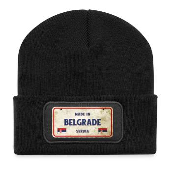 Belgrad Serbien Vintage Schild - Recycelte Patch Beanie - Schwarz - Vorne