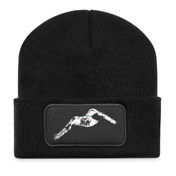 Eagle owl lineart - Recycled Patch Beanie - black - Front