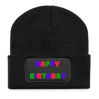 HAPPY BIRTHDAY. HAPPY BIRTHDAY. ANNIVERSARY. - Recycled Patch Beanie - black - Front