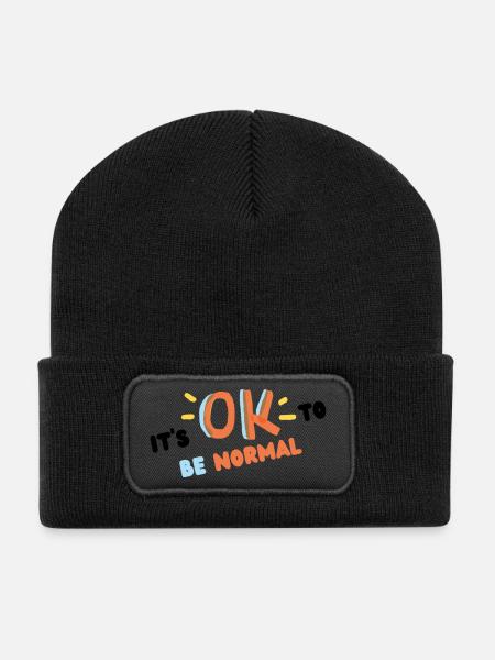 It s ok to be normal (noir) - Beanie recyclé à patch - noir