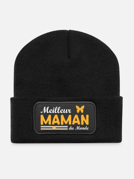 Beste Mutter der Welt - Recycelte Patch Beanie - Schwarz