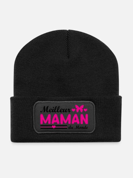 Meilleur Maman Du Monde - Beanie recyclé à patch - noir