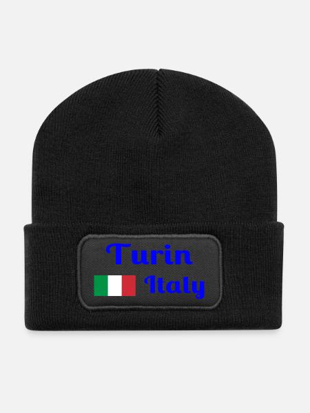 Turin, Italy - Stylish prints - Recycled Patch Beanie - black