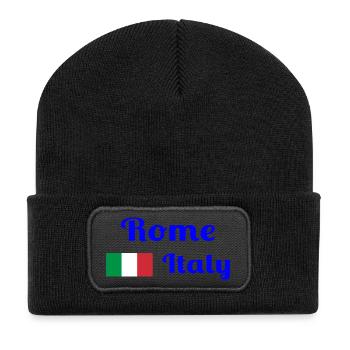 Rom, Italien - Stilvolle Drucke - Recycelte Patch Beanie - Schwarz - Vorne
