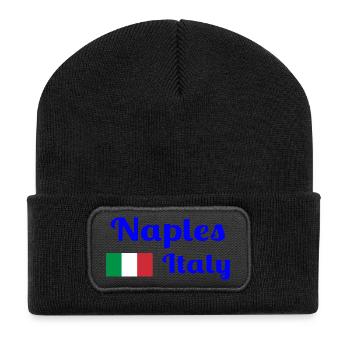 Neapel Italia - Stilvolle Drucke - Recycelte Patch Beanie - Schwarz - Vorne