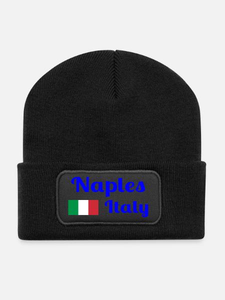 Naples Italia - Stylish prints - Recycled Patch Beanie - black
