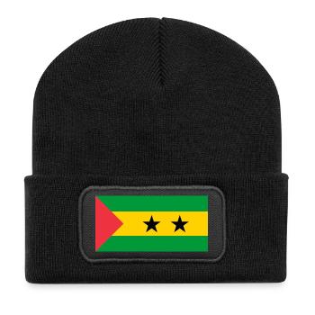 São Tomé und Príncipe – Flaggenwappen - Recycelte Patch Beanie - Schwarz - Vorne