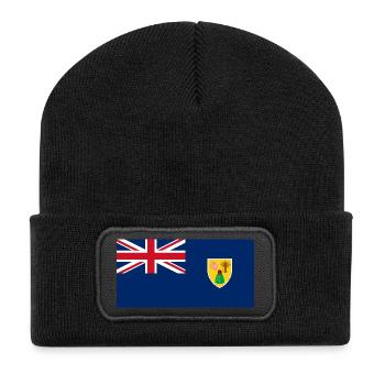 Turks- und Caicosinseln – Flagge mit Wappen auf marineblauem Hintergrund - Recycelte Patch Beanie - Schwarz - Vorne