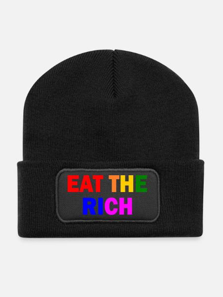 Eat the rich - Recycelte Patch Beanie - Schwarz