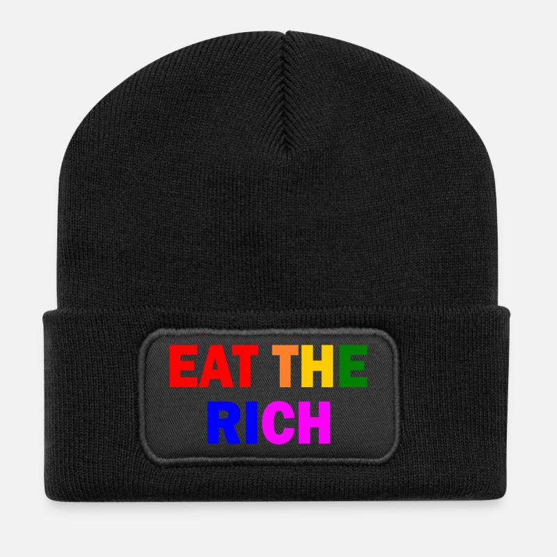 Eat the rich - Recycelte Patch Beanie - Schwarz