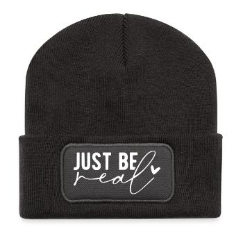 Just Be Real – Authentizität & Selbstbewusstsein - Recycelte Patch Beanie - Dunkelgrau - Vorne