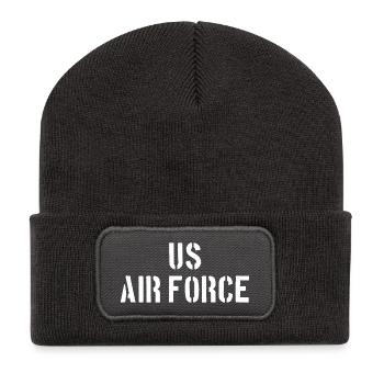 US Air Force - Avion - Pilote Flugzeug Luftwaffe - Beanie recyclé à patch - charbon - Devant