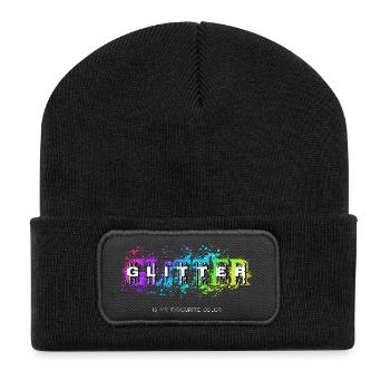 GLITTER est ma couleur préférée - Beanie recyclé à patch - noir - Devant