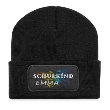 Schulkind Emma - Recycelte Patch Beanie - Schwarz - Vorne