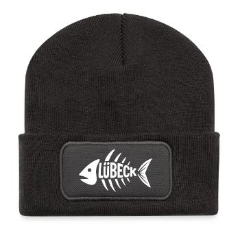 Lübecker Fischgrät - Recycelte Patch Beanie - Dunkelgrau - Vorne