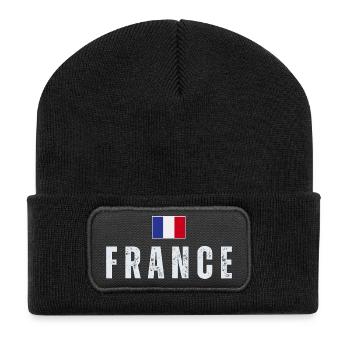 Flagge Frankreichs, französischer Stolz - Recycelte Patch Beanie - Schwarz - Vorne