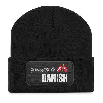 Fier Danois, j’adore le Danemark - Beanie recyclé à patch - noir - Devant