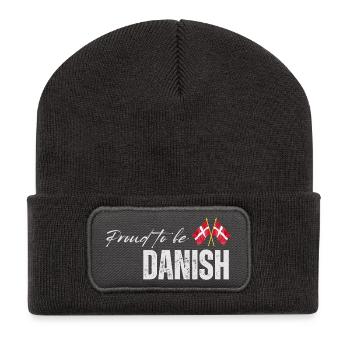 Stolzer Däne, ich liebe Dänemark - Recycelte Patch Beanie - Dunkelgrau - Vorne