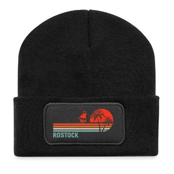Ambiance du coucher de soleil à Rostock - Beanie recyclé à patch - noir - Devant