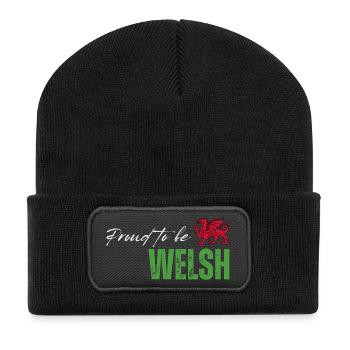 Fier gallois, j’adore le Pays de Galles - Beanie recyclé à patch - noir - Devant