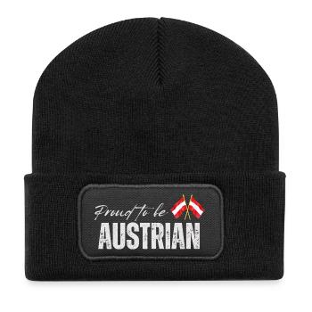 Fière autrichienne, j’adore l’Autriche - Beanie recyclé à patch - noir - Devant