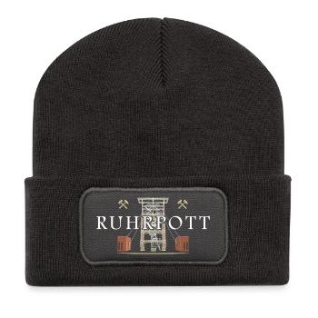 Ruhrpott, région de la Ruhr Dessin à la main Mine de Gneisenau - Beanie recyclé à patch - charbon - Devant