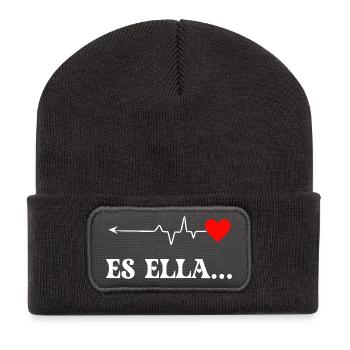 Herzschlag Herz Liebe Illustration - Recycelte Patch Beanie - Dunkelgrau - Vorne