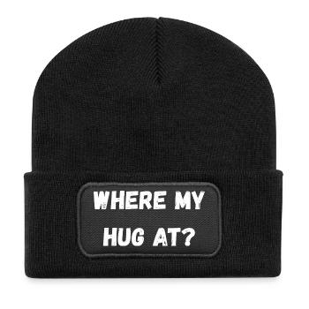 Wo meine Umarmung ist - Recycelte Patch Beanie - Schwarz - Vorne