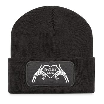 Cœur squelette avec texte sans souci - Beanie recyclé à patch - charbon - Devant