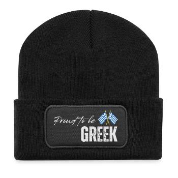 La fierté grecque, j’adore la Grèce - Beanie recyclé à patch - noir - Devant