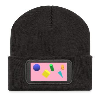 Formes géométriques vibrantes sur fond pastel - Beanie recyclé à patch - charbon - Devant