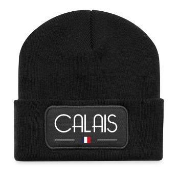 Calais - Beanie recyclé à patch - noir - Devant