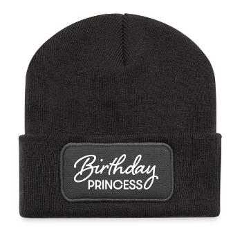 Anniversaire Princesse - Beanie recyclé à patch - charbon - Devant