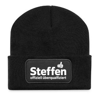 Steffen officiellement surqualifié - Beanie recyclé à patch - noir - Devant