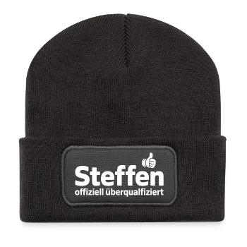 Steffen officiellement surqualifié - Beanie recyclé à patch - charbon - Devant