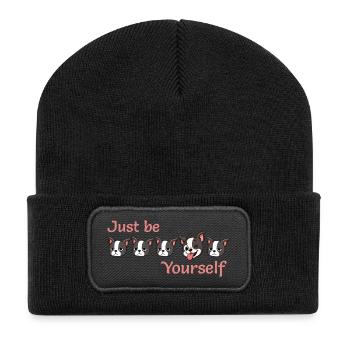 Boston - Sei einfach - du selbst - Pink - Recycelte Patch Beanie - Schwarz - Vorne