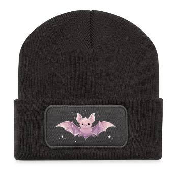 Spooky Cute Pastel Bat – Kawaii Gothic Style - Recycelte Patch Beanie - Dunkelgrau - Vorne