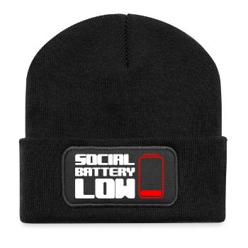 Geek Low Social Battery - Recycled Patch Beanie - black - Front