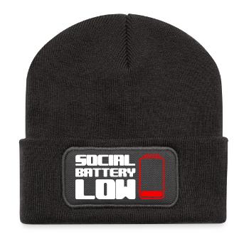 Geek Low Social Batterie - Recycelte Patch Beanie - Dunkelgrau - Vorne