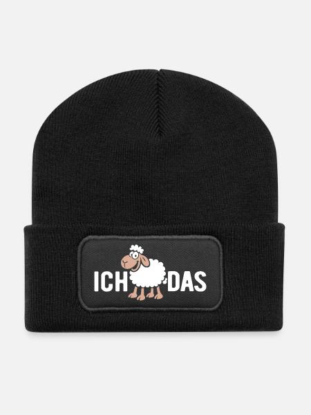 Ich SCHAF das - Wortspiel mit Schaf - Recycelte Patch Beanie - Schwarz