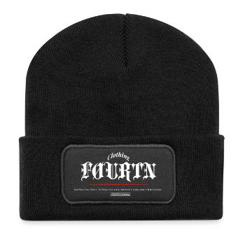FØURTN Say What You Want (White) - Recycelte Patch Beanie - Schwarz - Vorne