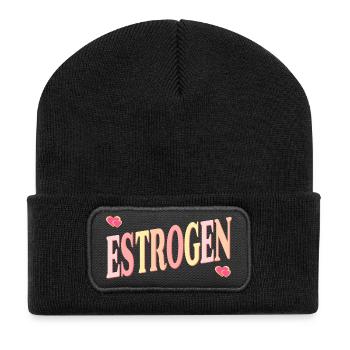 ÖSTROGEN WECHSELJAHRE - Recycelte Patch Beanie - Schwarz - Vorne