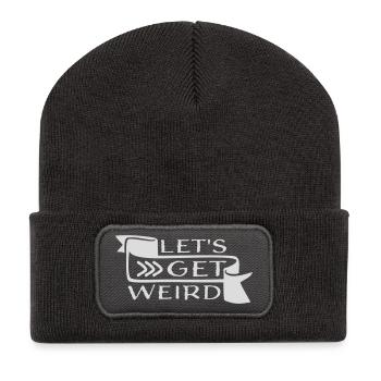 Let's Get Weird Lustiger Party Spruch für Feiern - Recycelte Patch Beanie - Dunkelgrau - Vorne