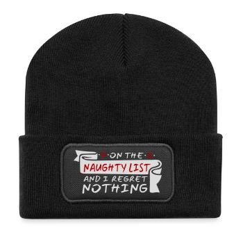 Sur la liste des vilains et ne regrette rien XMas Spruch - Beanie recyclé à patch - noir - Devant