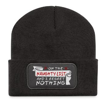 Sur la liste des vilains et ne regrette rien XMas Spruch - Beanie recyclé à patch - charbon - Devant